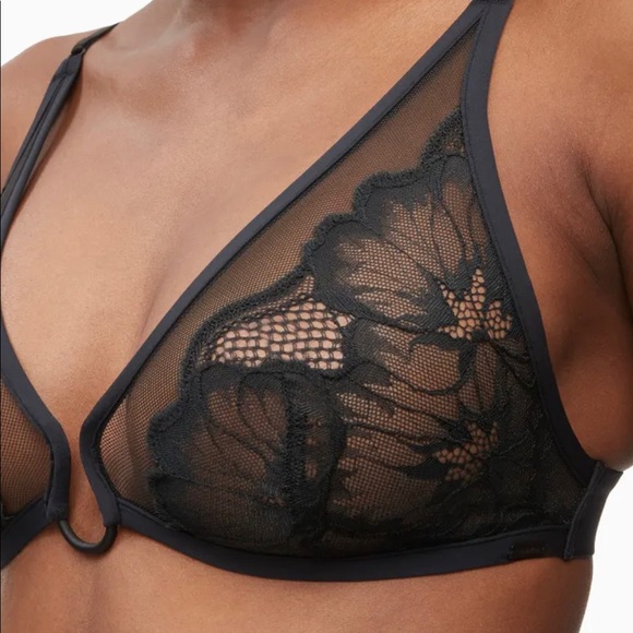 CALVIN KLEIN BLACK FLORAL CLUSTER UNLINED TRIANGLE - Picture 3 of 7